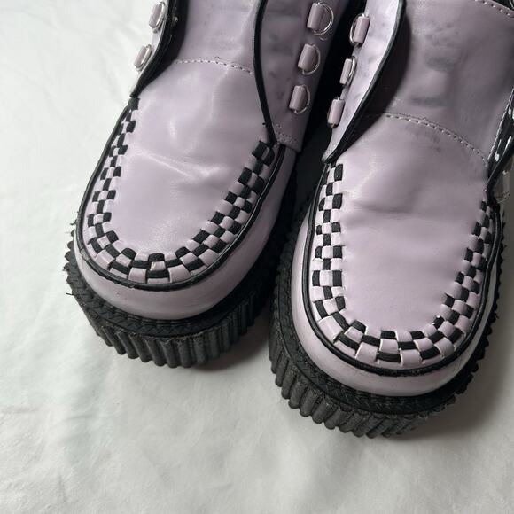 DEMONIA Creepers Women Size 10 3” Platform Goth Shoes Purple *BLEMISHES NO LACES - Picture 5 of 11